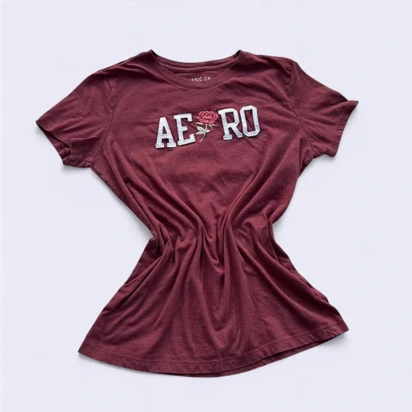 Aeropostale burgundy short sleeve top - Picture 1 of 6